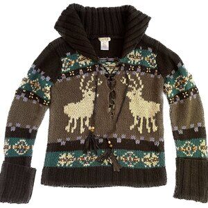 LaROK Woodsman Beaded Lace Up Reindeer Wool Sweater aso Jessica Simpson S